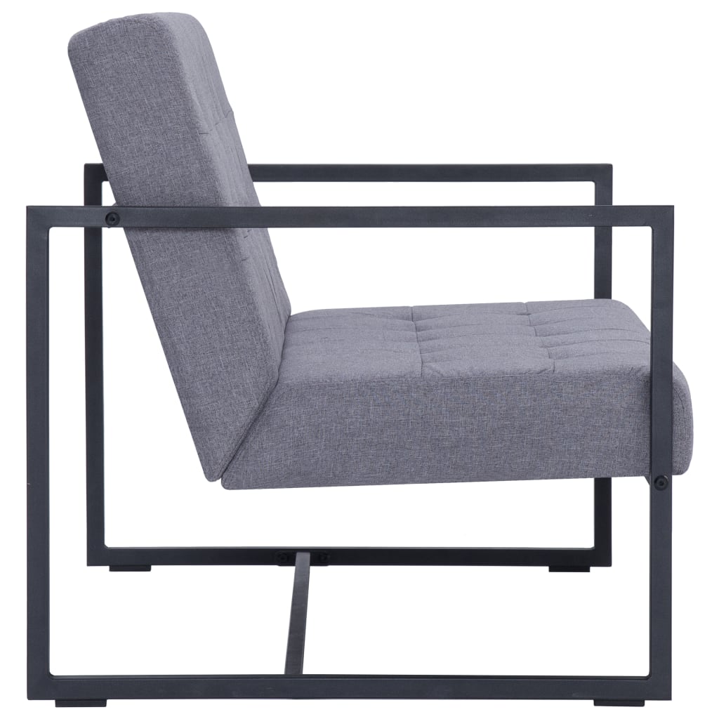 vidaXL 2-osobowa sofa z podłokietnikami, jasnoszara, stal i tkanina