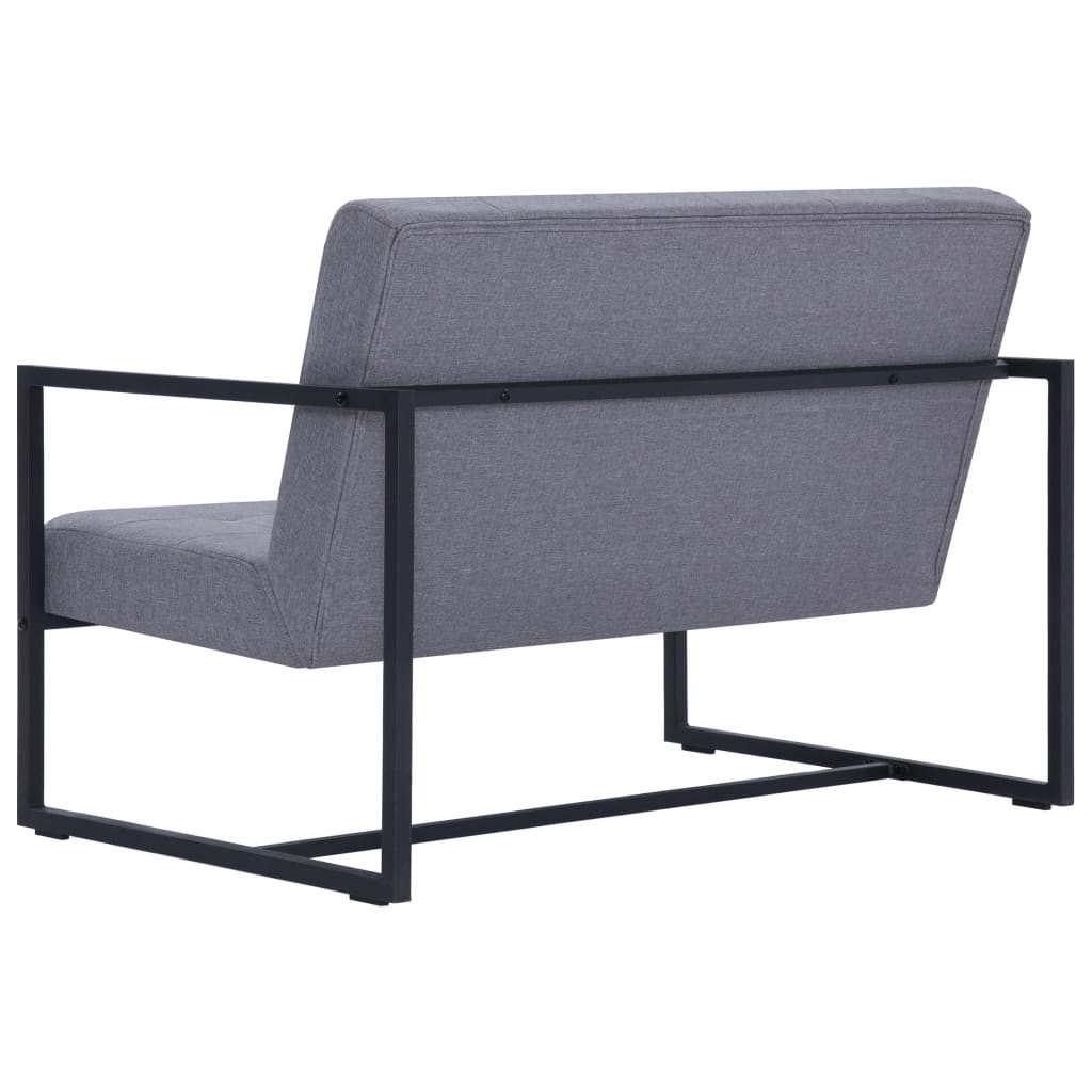 vidaXL 2-osobowa sofa z podłokietnikami, jasnoszara, stal i tkanina