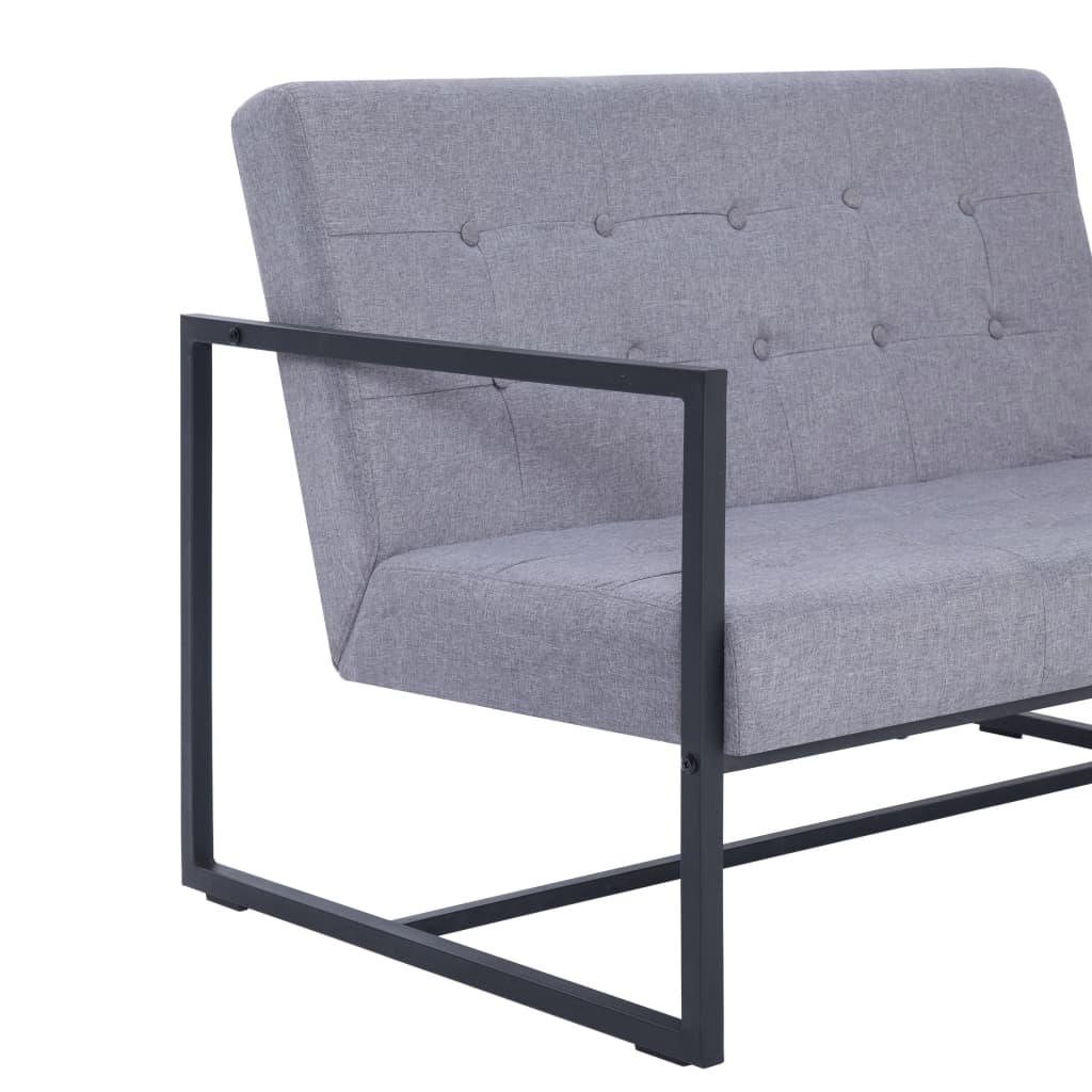 vidaXL 2-osobowa sofa z podłokietnikami, jasnoszara, stal i tkanina