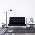 vidaXL Sofa 2-osobowa z podłokietnikami Czarna Chrom i Aksamit