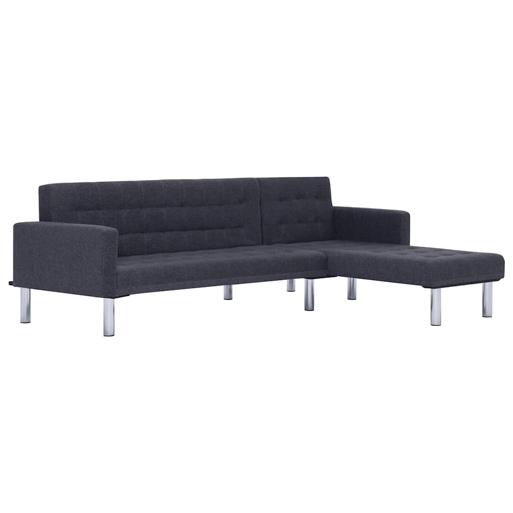 vidaXL Sofa w kształcie litery L z funkcją spania Ciemnoszary poliester
