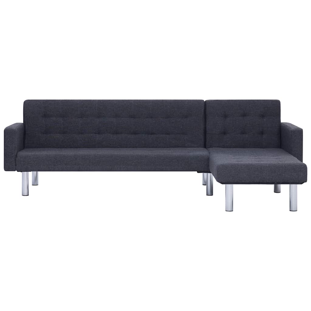 vidaXL Sofa w kształcie litery L z funkcją spania Ciemnoszary poliester