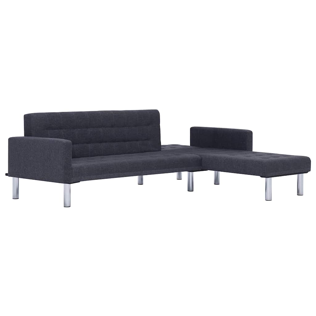 vidaXL Sofa w kształcie litery L z funkcją spania Ciemnoszary poliester