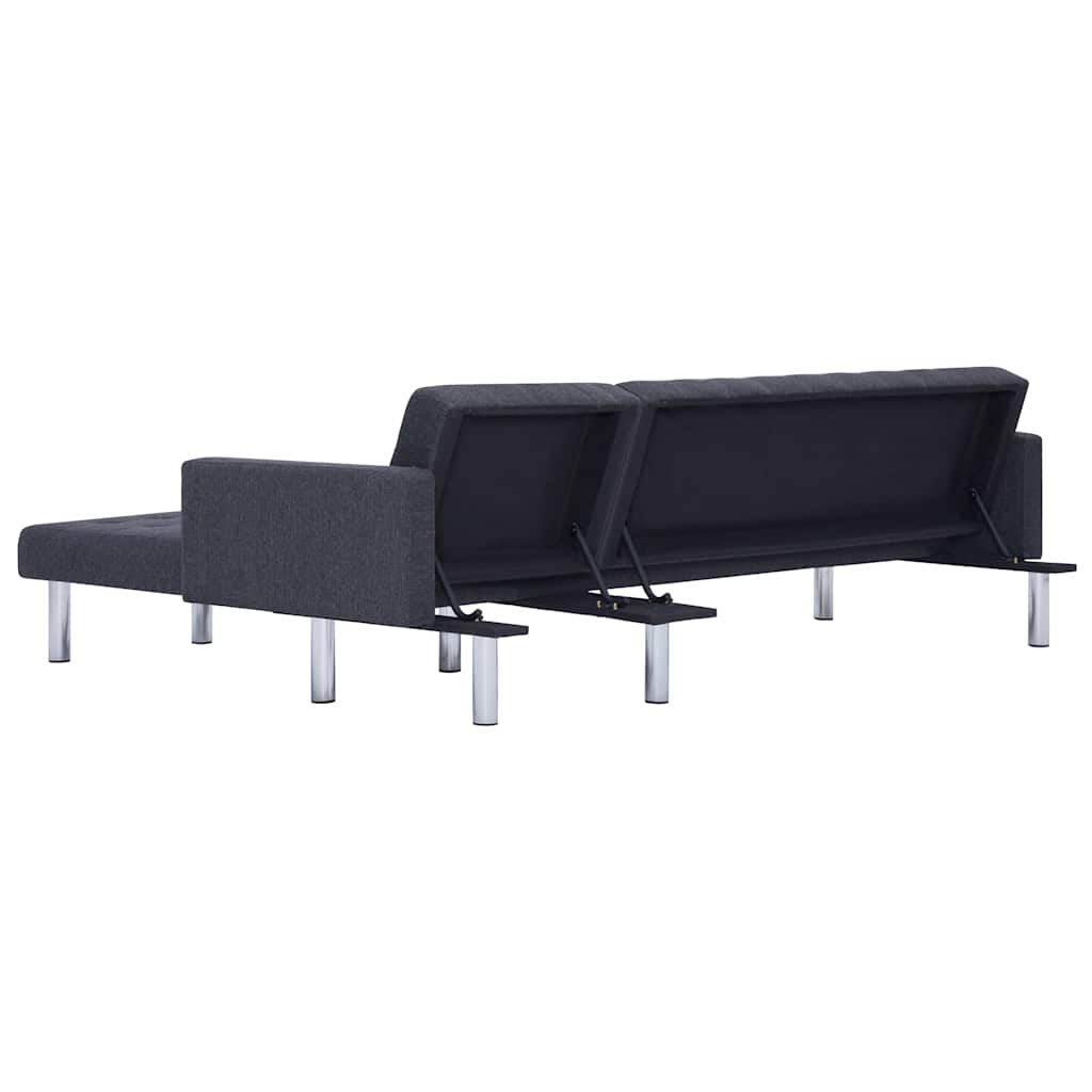 vidaXL Sofa w kształcie litery L z funkcją spania Ciemnoszary poliester