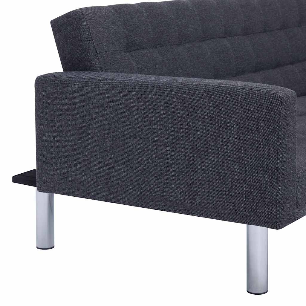 vidaXL Sofa w kształcie litery L z funkcją spania Ciemnoszary poliester