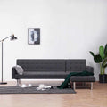 vidaXL Sofa w kształcie litery L z funkcją spania Ciemnoszary poliester