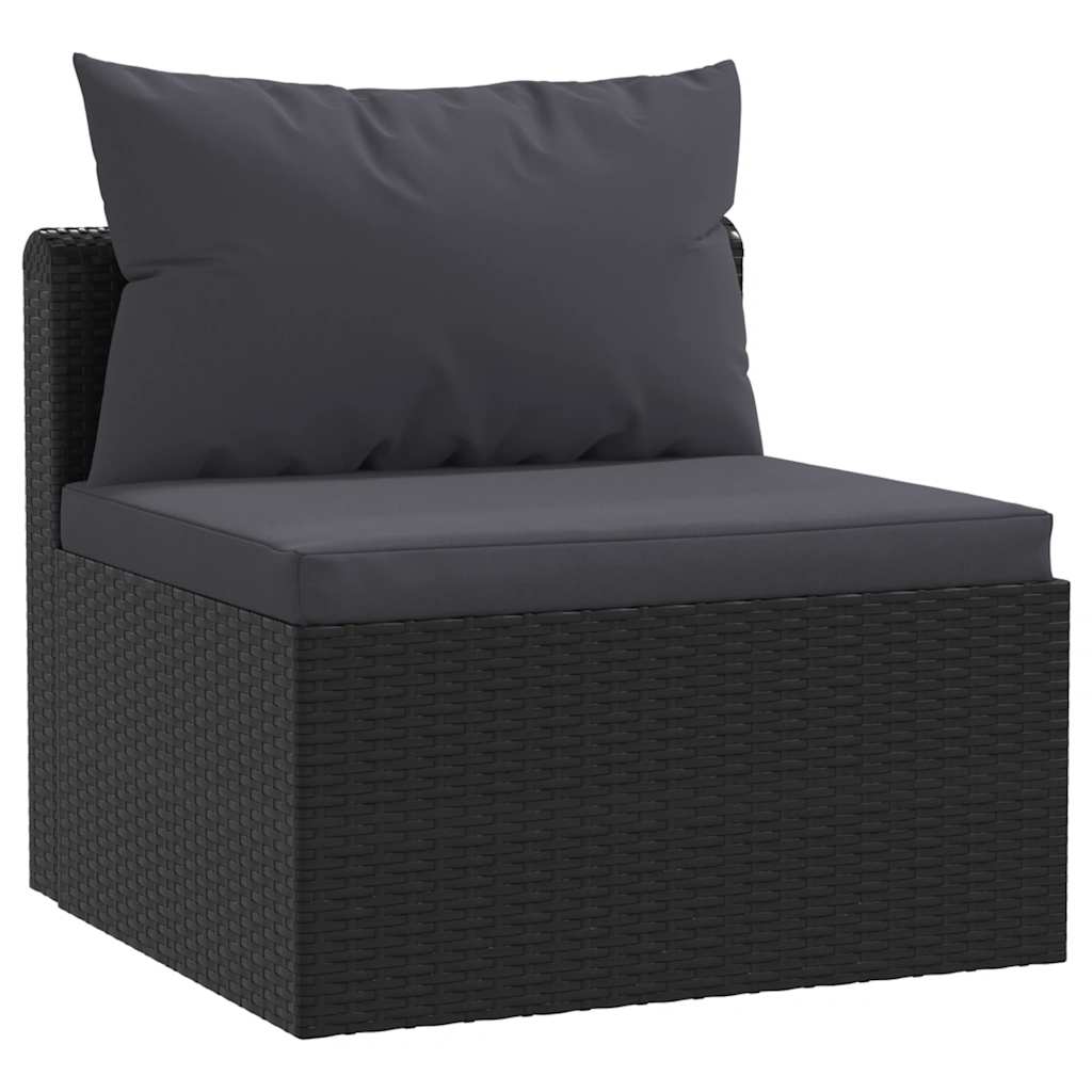 vidaXL 7-cz. zestaw wypoczynkowy do ogrodu, poduszki, rattan PE czarny