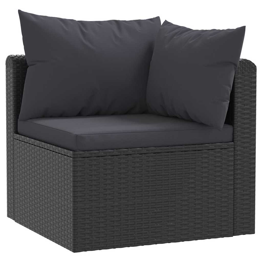 vidaXL 5-częściowy zestaw mebli do ogrodu, poduszki, rattan PE, czarny