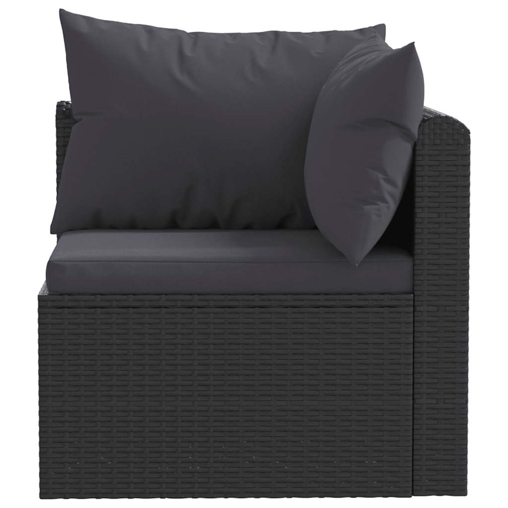 vidaXL 5-częściowy zestaw mebli do ogrodu, poduszki, rattan PE, czarny