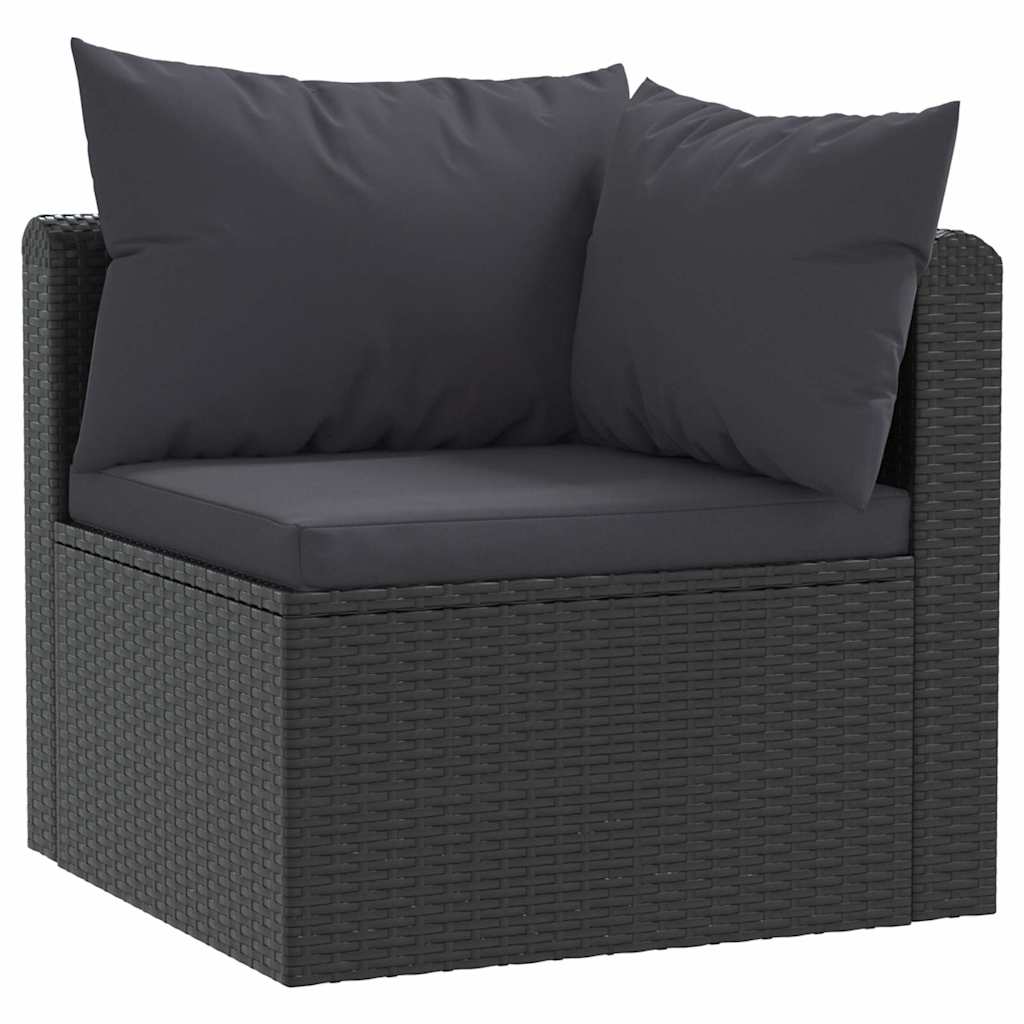 vidaXL 2-częściowa sofa ogrodowa, z poduszkami, polirattan, czarna