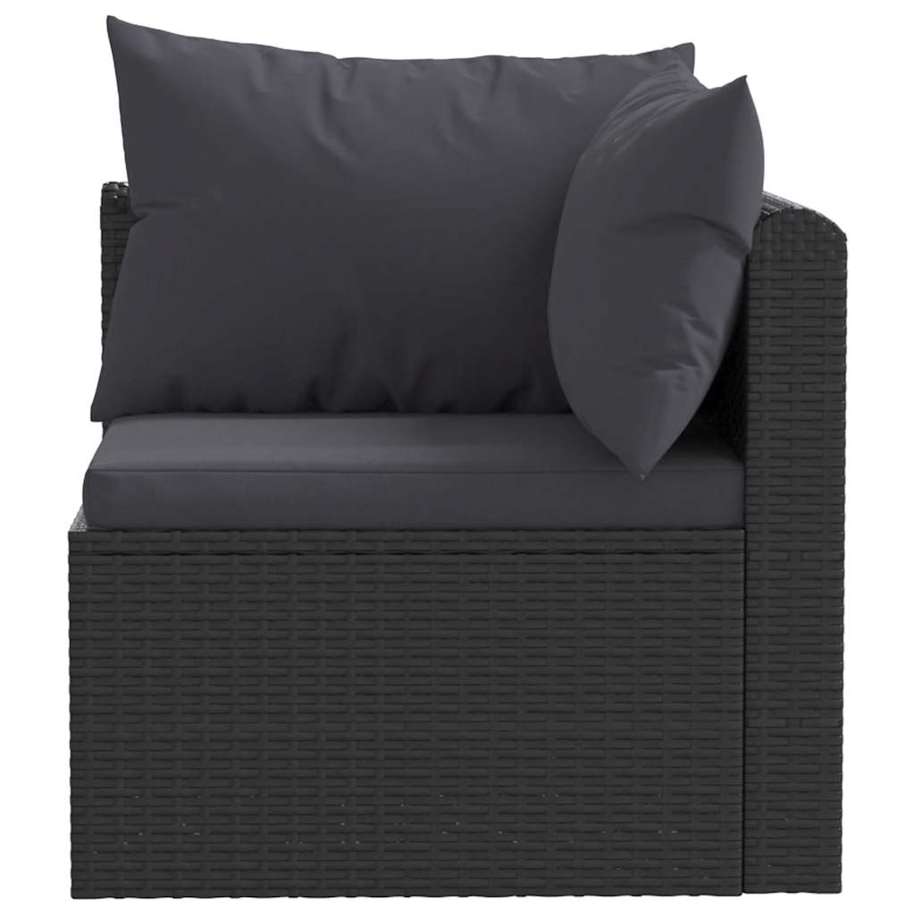 vidaXL 2-częściowa sofa ogrodowa, z poduszkami, polirattan, czarna