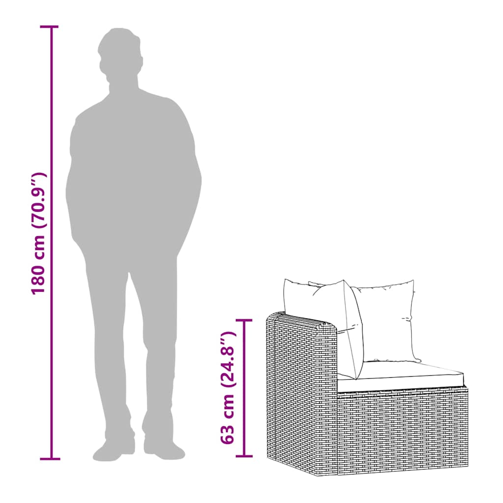 vidaXL 2-częściowa sofa ogrodowa, z poduszkami, polirattan, czarna