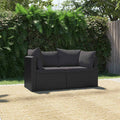 vidaXL 2-częściowa sofa ogrodowa, z poduszkami, polirattan, czarna