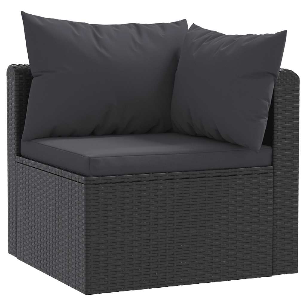 vidaXL 3-częściowa sofa ogrodowa, poduszki, rattan PE, czarny