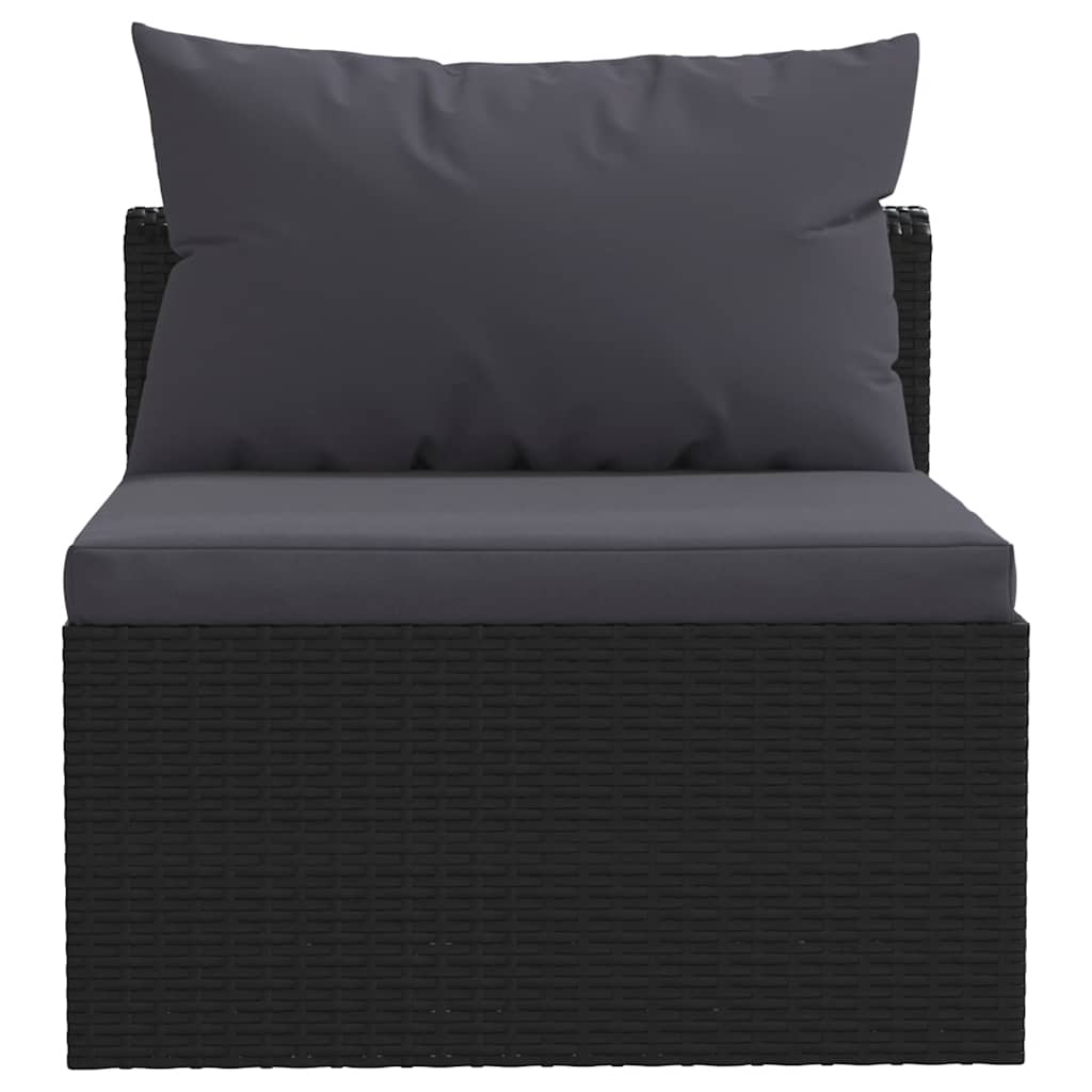 vidaXL 3-częściowa sofa ogrodowa, poduszki, rattan PE, czarny