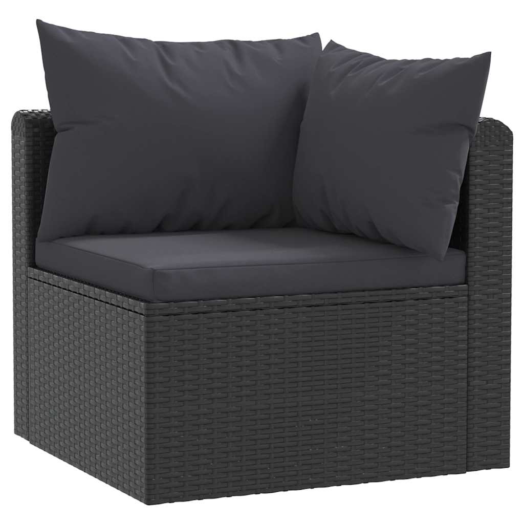 vidaXL 4-częściowa sofa ogrodowa, poduszki, rattan PE, czarna