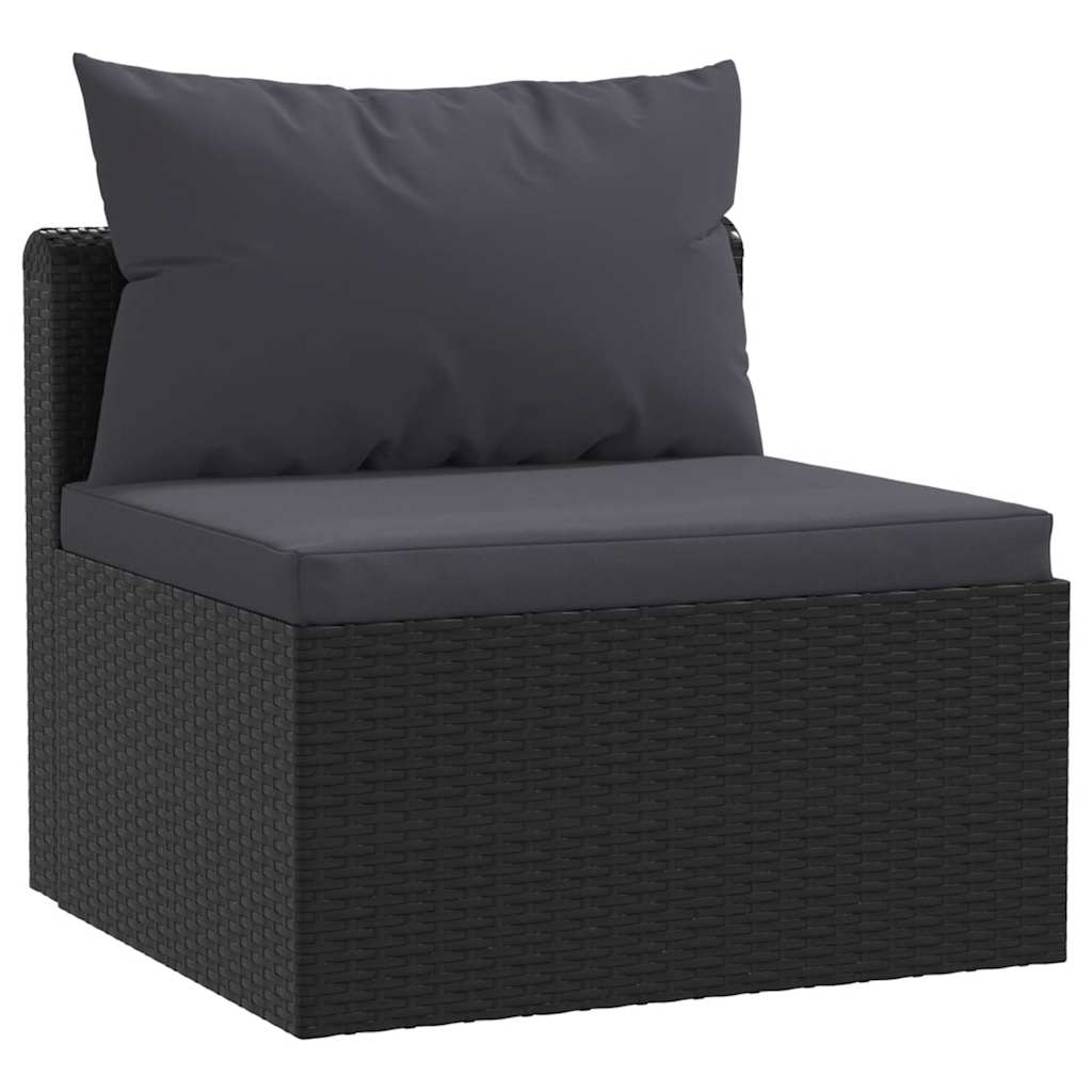 vidaXL 4-częściowa sofa ogrodowa, poduszki, rattan PE, czarna