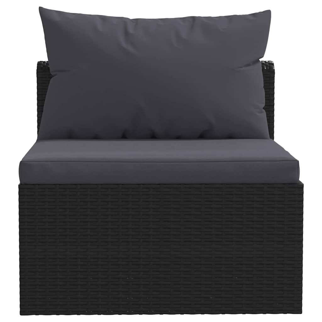 vidaXL 4-częściowa sofa ogrodowa, poduszki, rattan PE, czarna