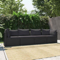 vidaXL 4-częściowa sofa ogrodowa, poduszki, rattan PE, czarna