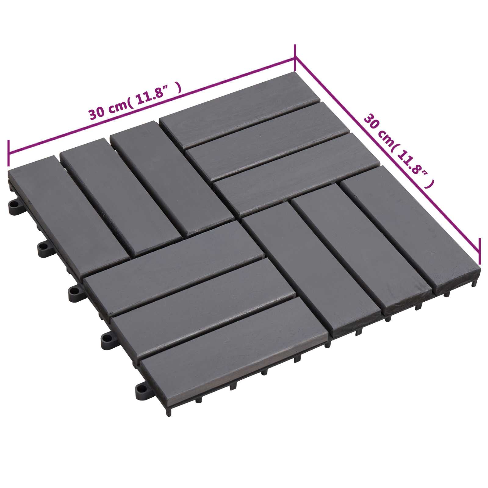 vidaXL Płytka Tarasowa 10 pcs Szary 30 x 30 cm Drewno Akacjowe