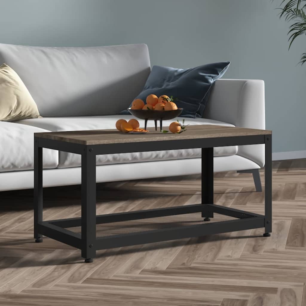 vidaXL Stolik kawowy, szaro-czarny, 90x45x45 cm MDF i żelazo
