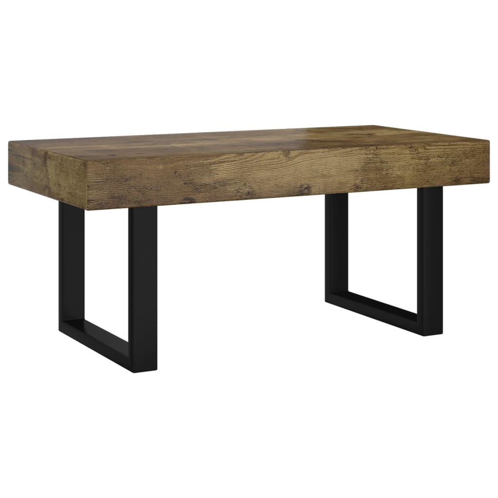 vidaXL Stolik kawowy, ciemnobrązowo-czarny, 90x45x40 cm, MDF i żelazo