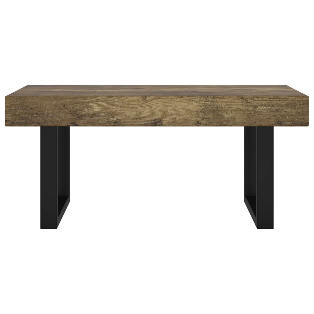 vidaXL Stolik kawowy, ciemnobrązowo-czarny, 90x45x40 cm, MDF i żelazo