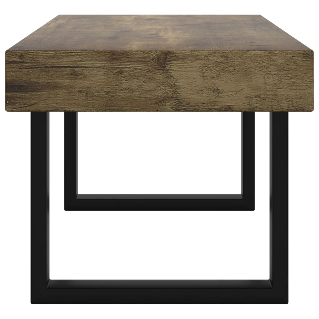vidaXL Stolik kawowy, ciemnobrązowo-czarny, 90x45x40 cm, MDF i żelazo