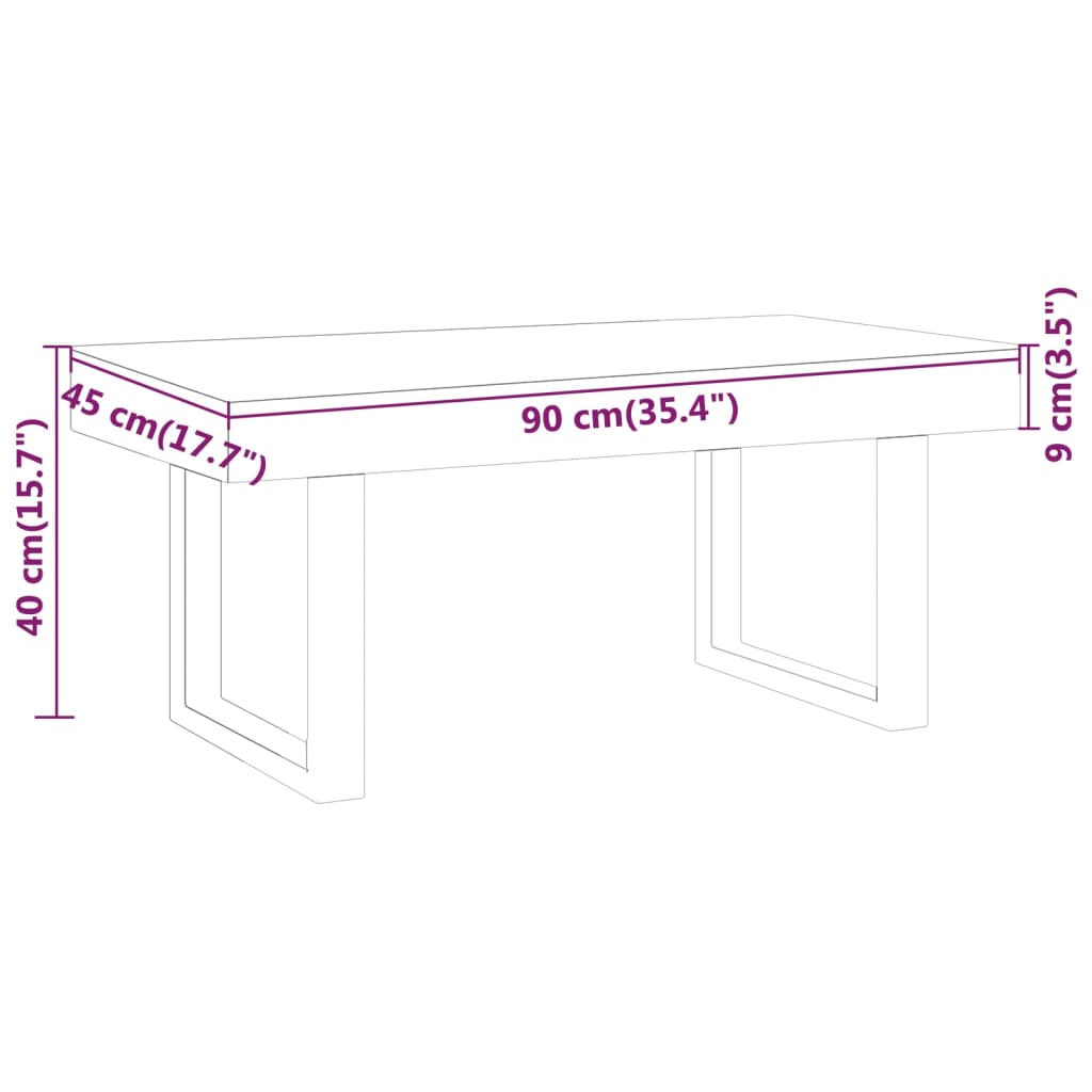 vidaXL Stolik kawowy, szaro-czarny, 90x45x40 cm, MDF i żelazo