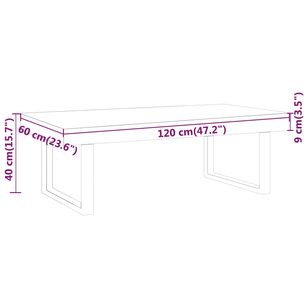 vidaXL Stolik kawowy, szaro-czarny, 120x60x40 cm, MDF i żelazo