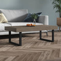 vidaXL Stolik kawowy, szaro-czarny, 120x60x40 cm, MDF i żelazo
