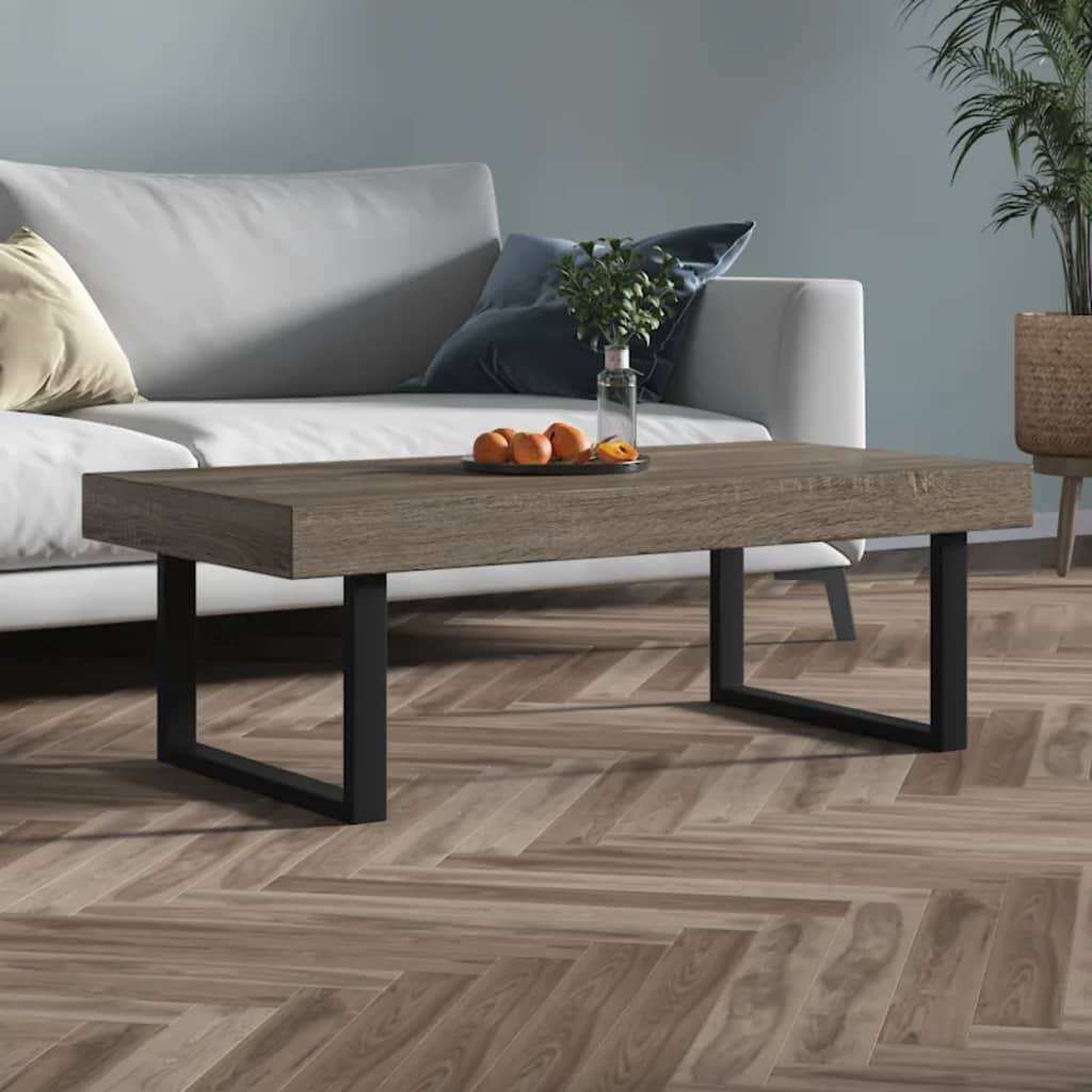 vidaXL Stolik kawowy, szaro-czarny, 120x60x40 cm, MDF i żelazo