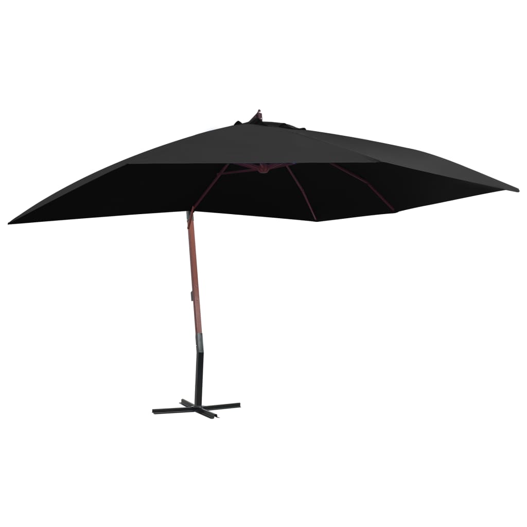 vidaXL Wiszący parasol na drewnianym słupku, 400x300 cm, czarny