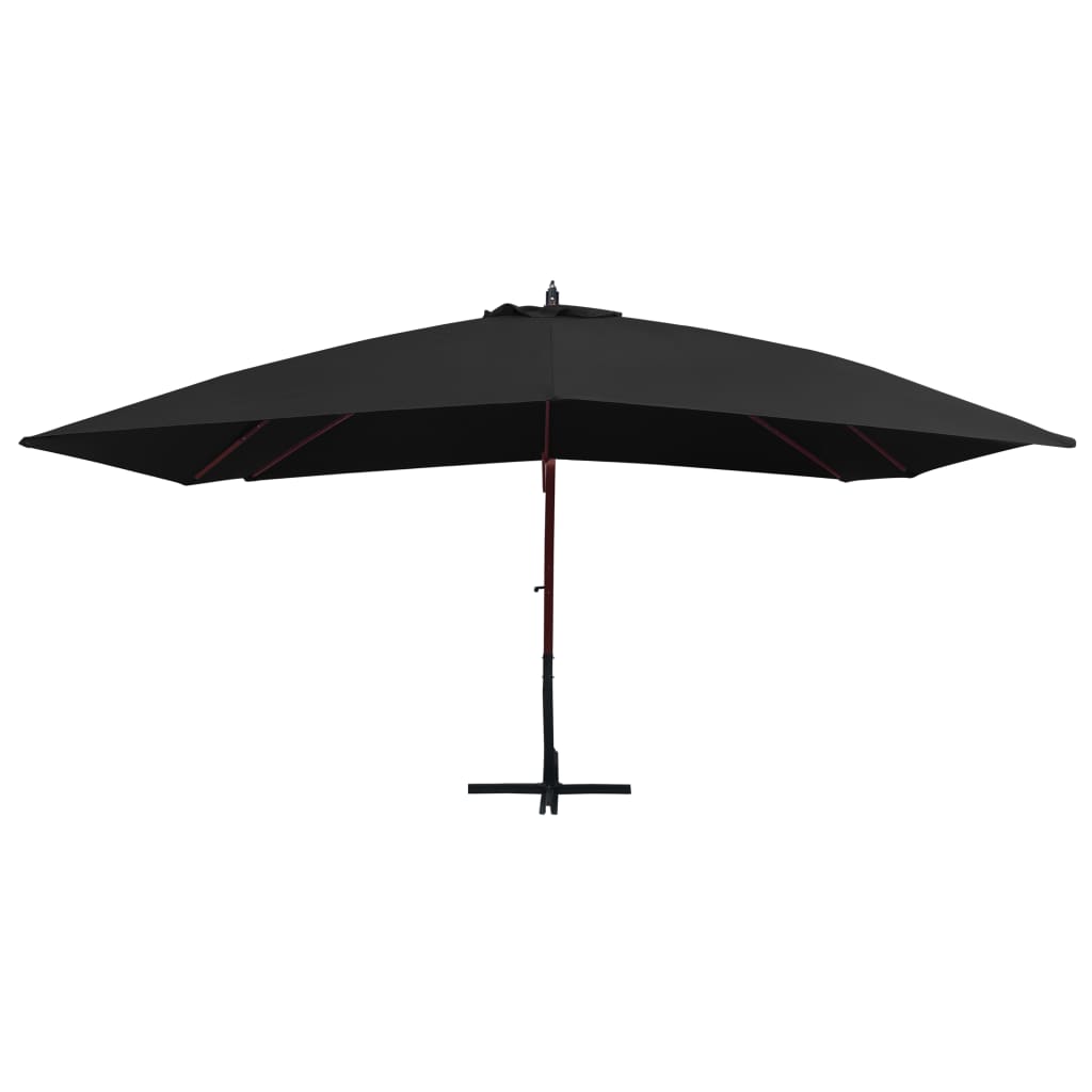 vidaXL Wiszący parasol na drewnianym słupku, 400x300 cm, czarny