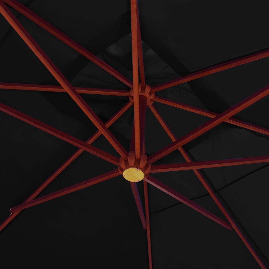 vidaXL Wiszący parasol na drewnianym słupku, 400x300 cm, czarny