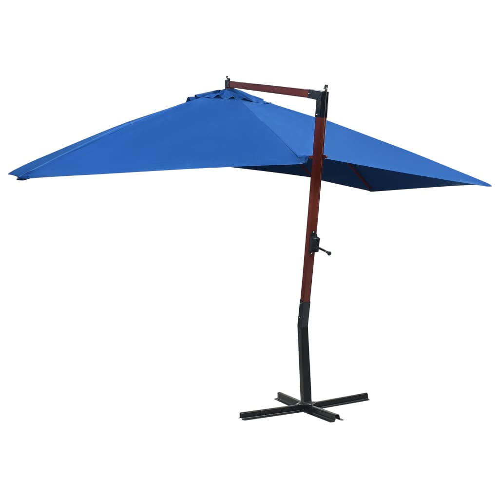 vidaXL Wiszący parasol na drewnianym słupku, 400x300 cm, niebieski