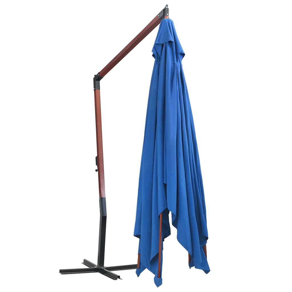 vidaXL Wiszący parasol na drewnianym słupku, 400x300 cm, niebieski