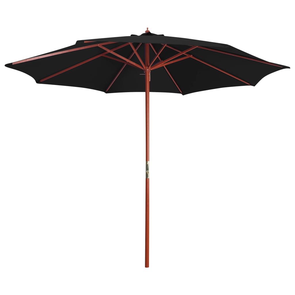 vidaXL Parasol ogrodowy na drewnianym słupku, 300x258 cm, czarny