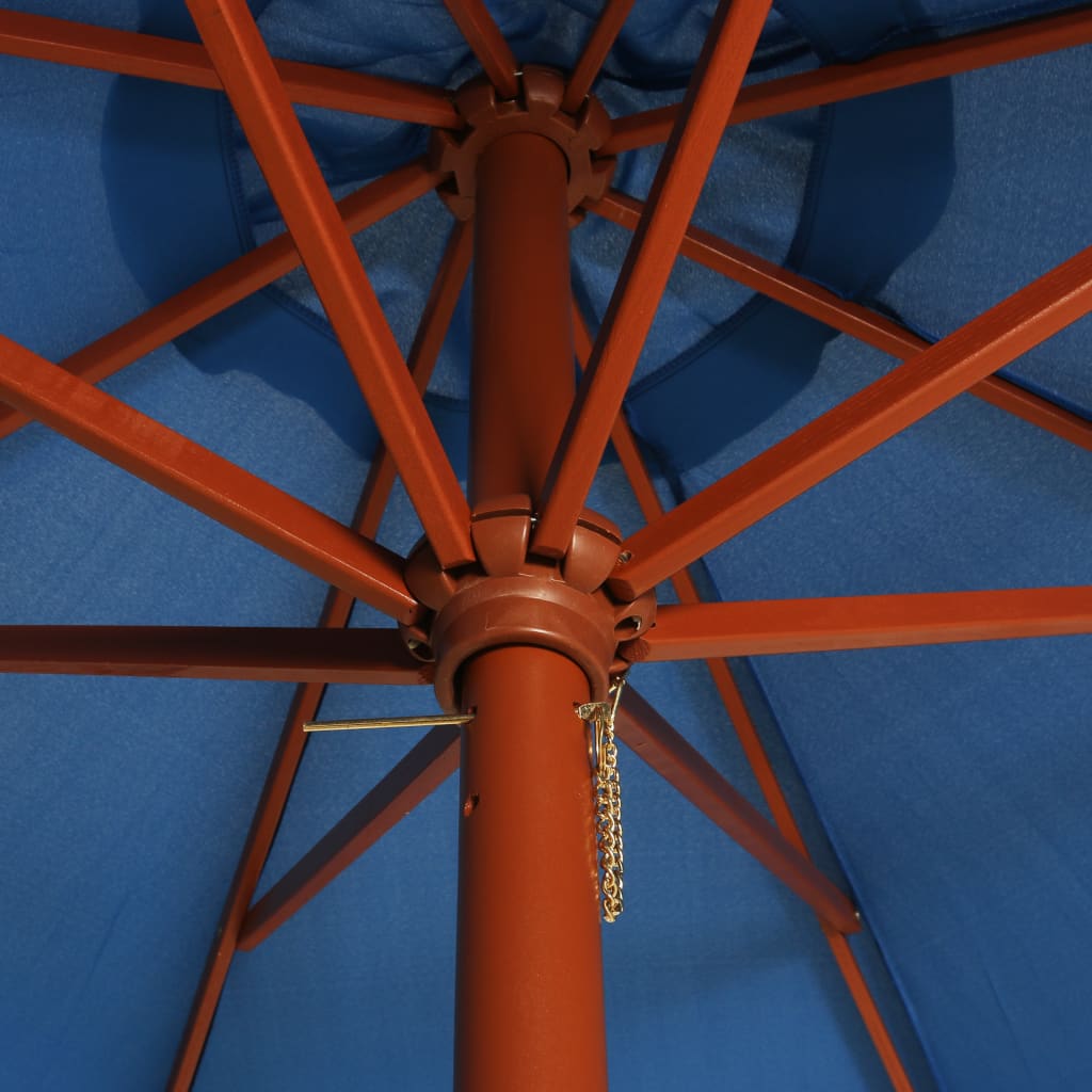 vidaXL Parasol ogrodowy na drewnianym słupku, 300x258 cm, niebieski
