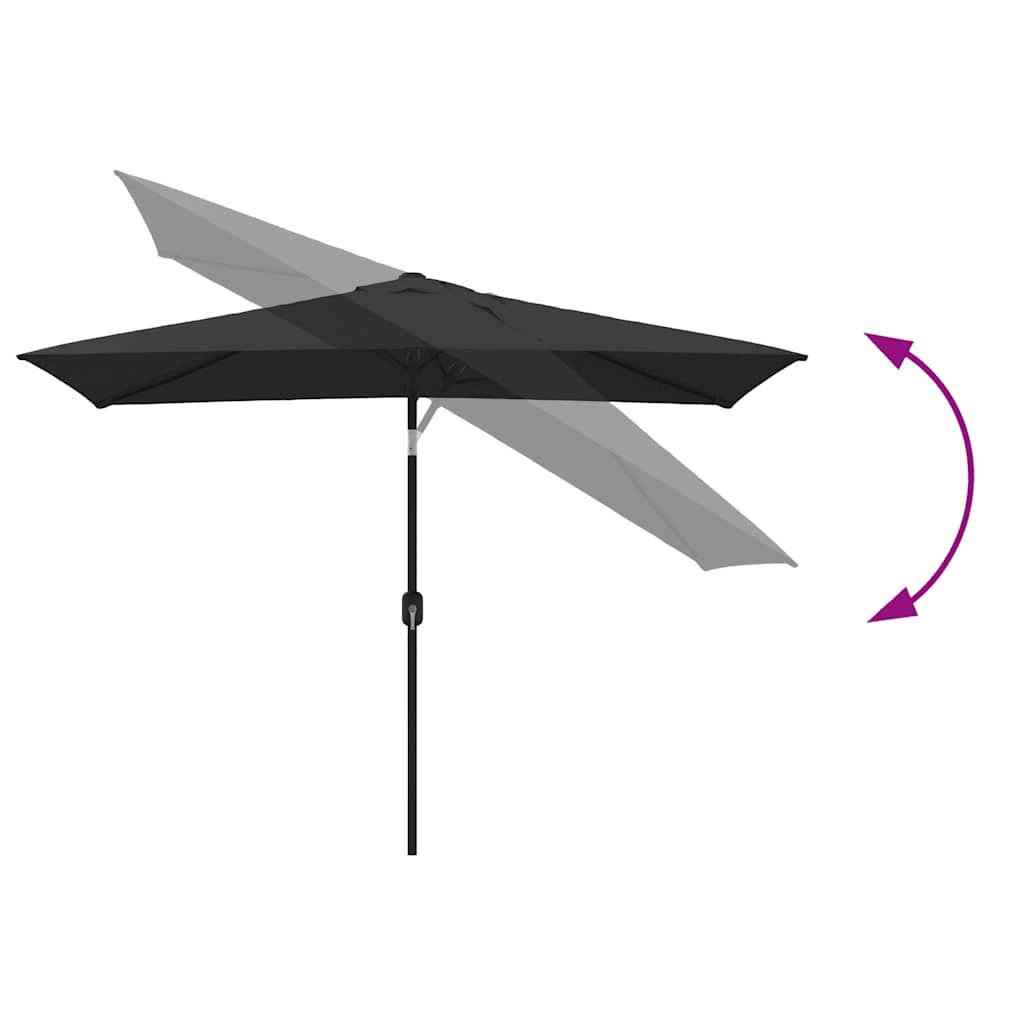 vidaXL Parasol ogrodowy na metalowym słupku, 300 x 200 cm, czarny