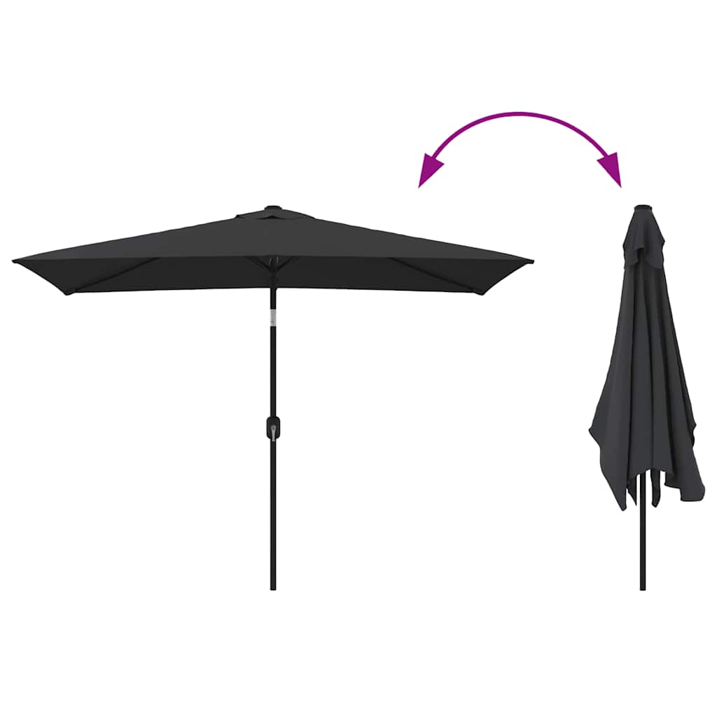 vidaXL Parasol ogrodowy na metalowym słupku, 300 x 200 cm, czarny
