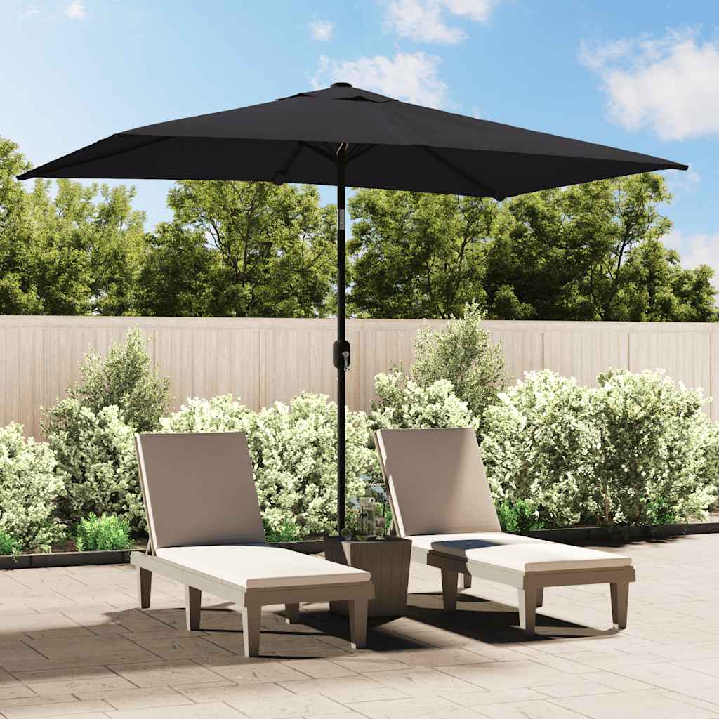vidaXL Parasol ogrodowy na metalowym słupku, 300 x 200 cm, czarny