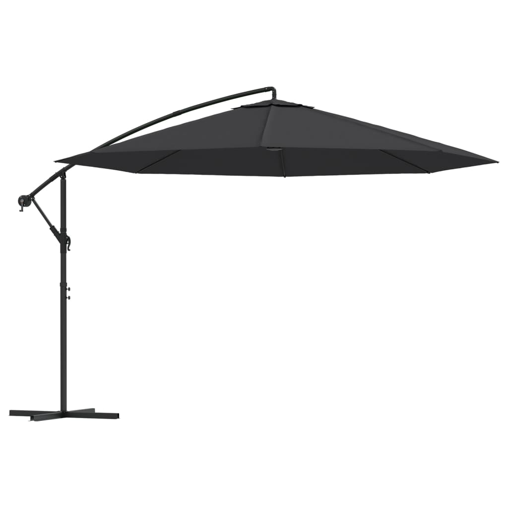 vidaXL Parasol wiszący z aluminiowym słupkiem, 350 cm, czarny