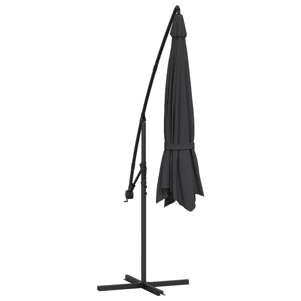 vidaXL Parasol wiszący z aluminiowym słupkiem, 350 cm, czarny