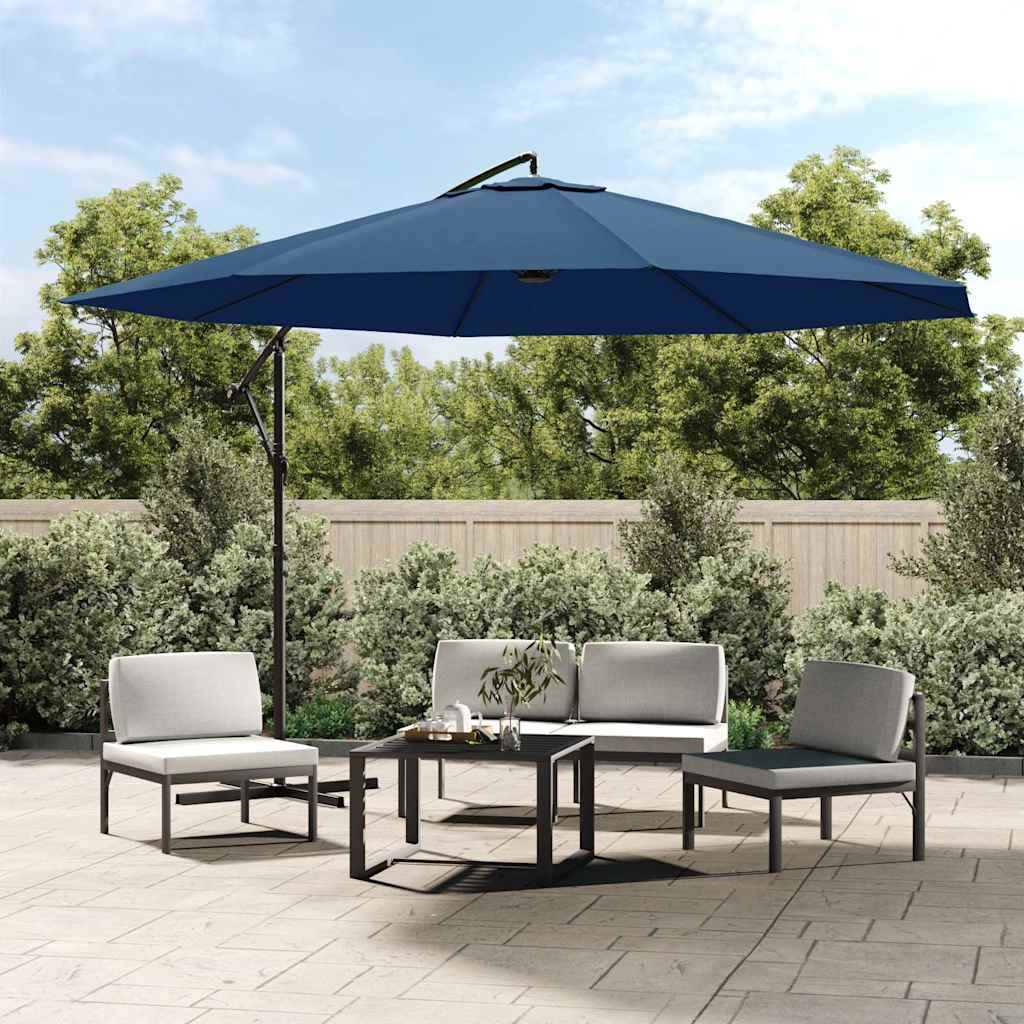 vidaXL Parasol wiszący z aluminiowym słupkiem, 350 cm, niebieski