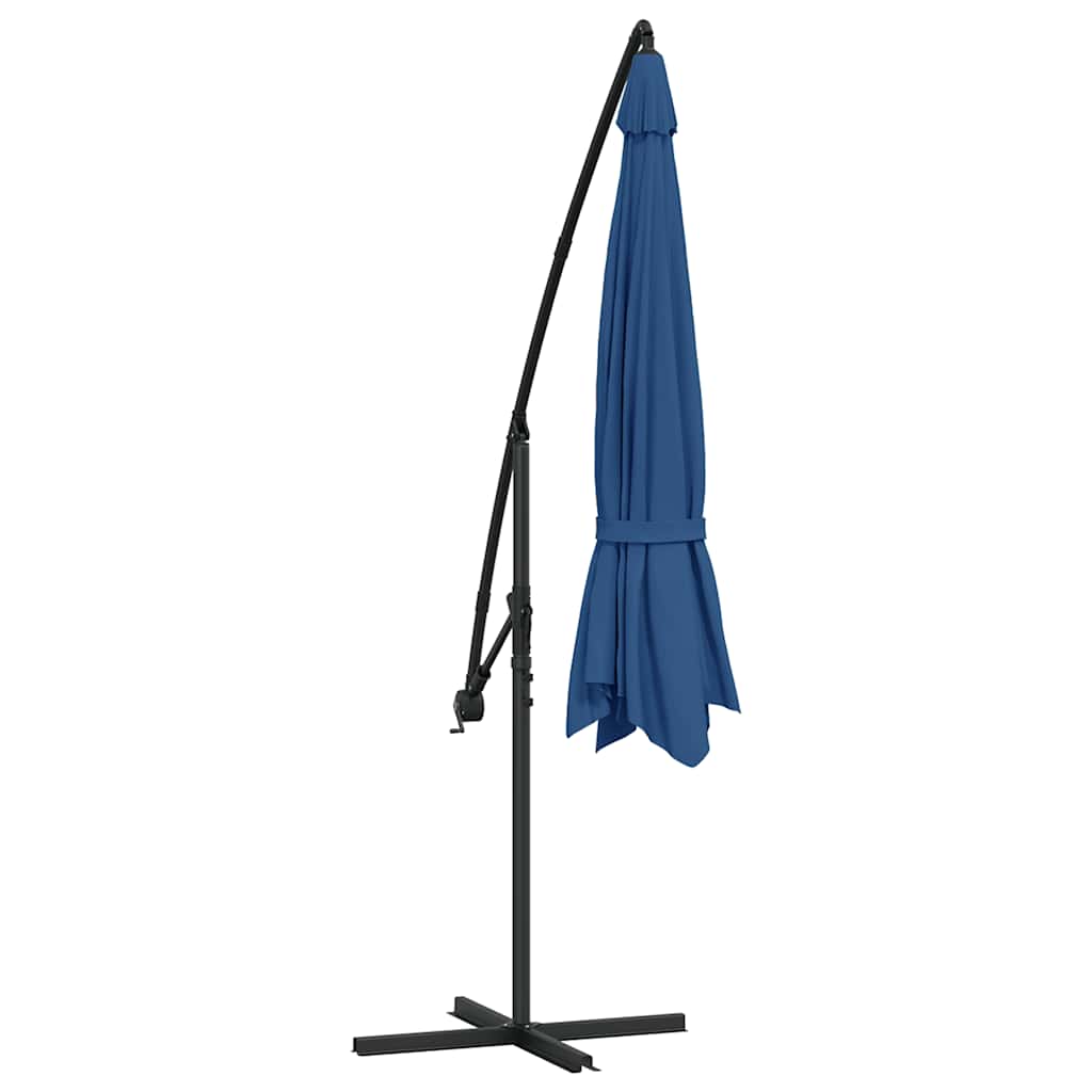 vidaXL Parasol wiszący z aluminiowym słupkiem, 350 cm, niebieski