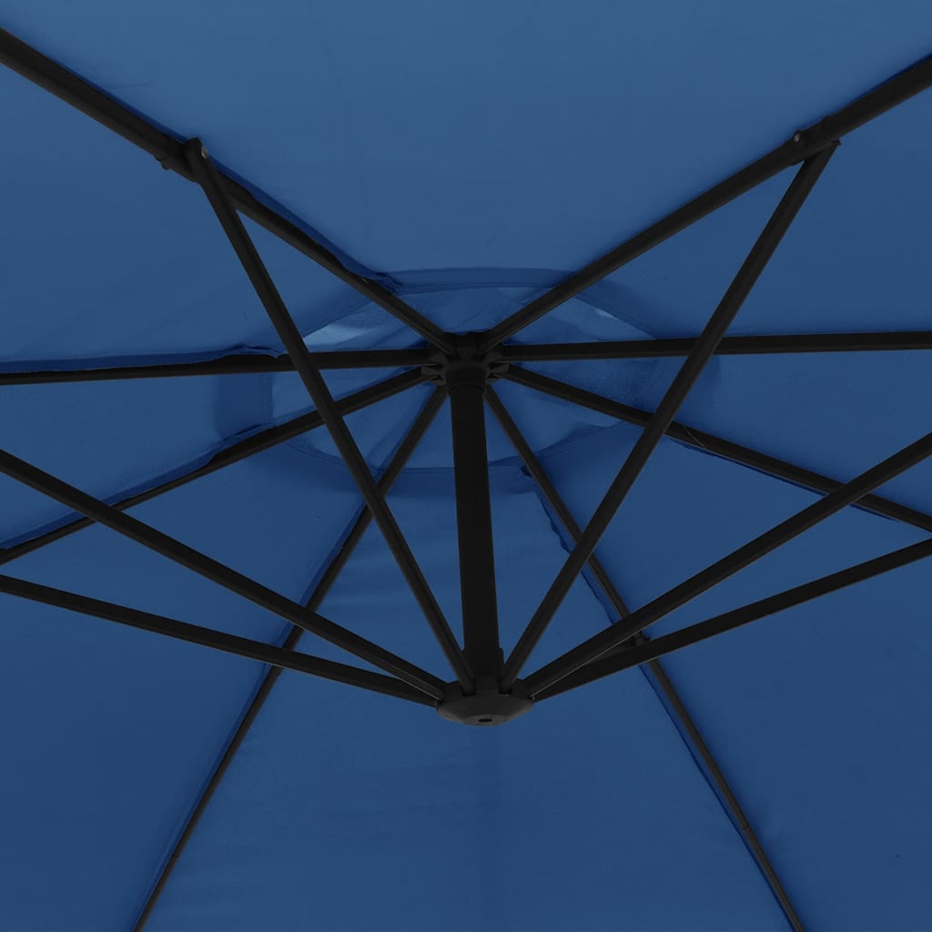 vidaXL Parasol wiszący z aluminiowym słupkiem, 350 cm, niebieski
