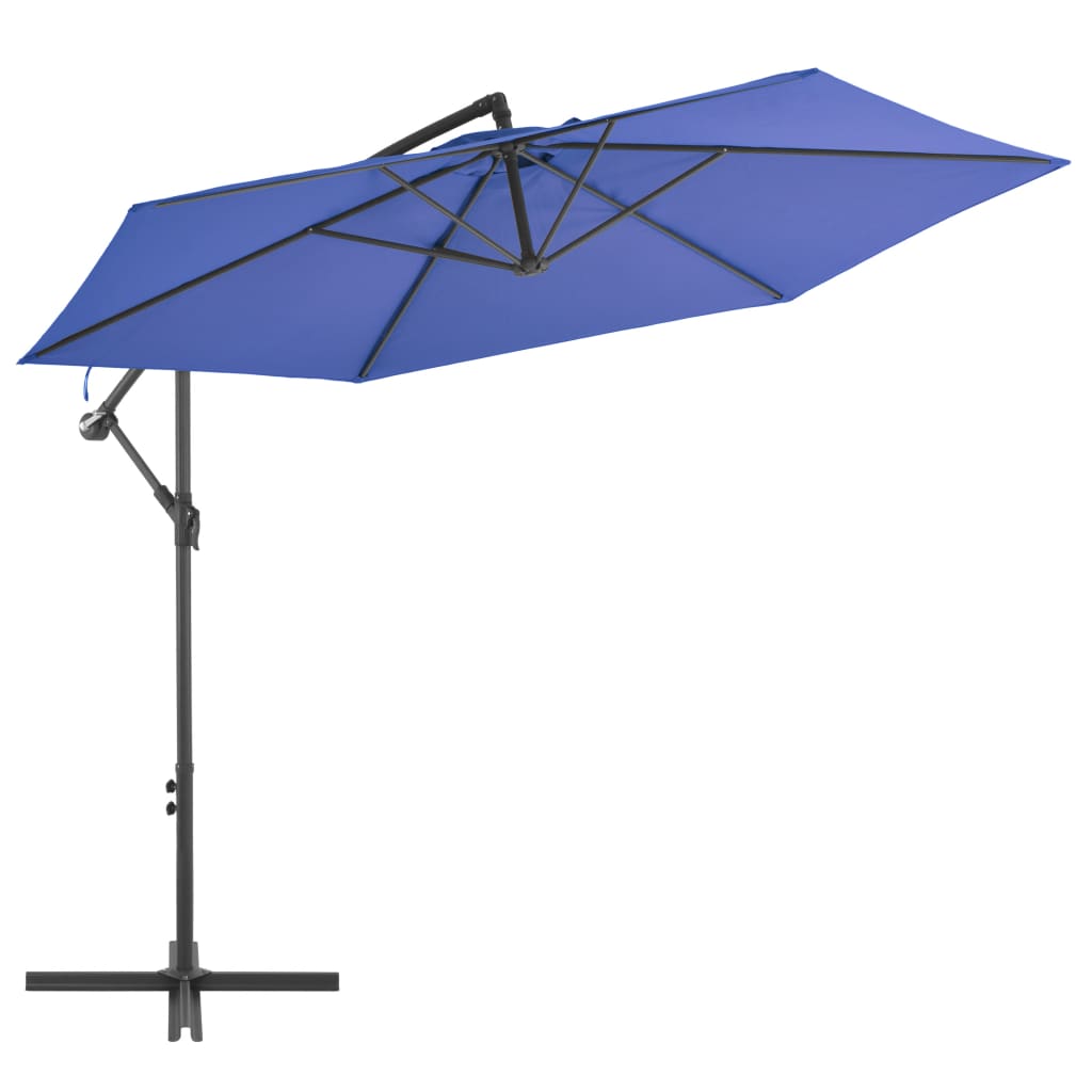 vidaXL Parasol wiszący z aluminiowym słupkiem, 300 cm, niebieski