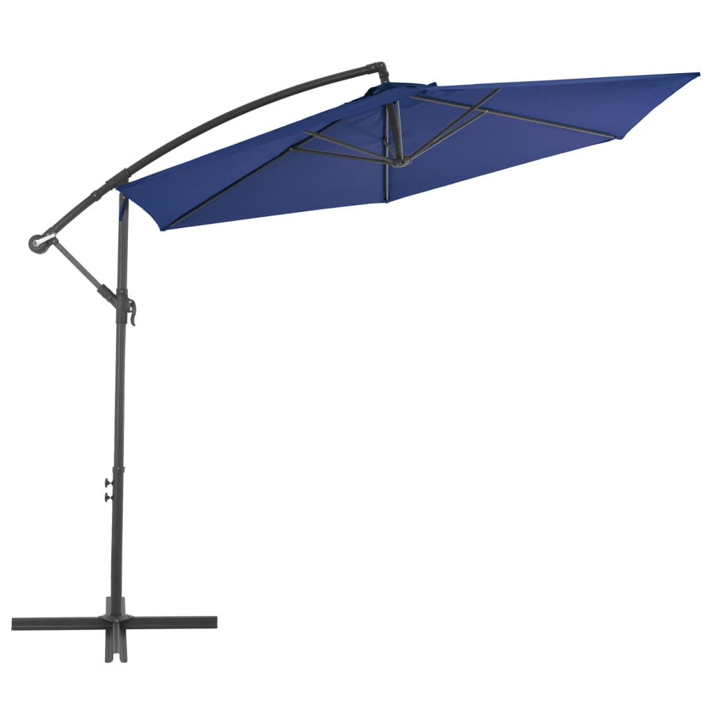 vidaXL Parasol wiszący z aluminiowym słupkiem, 300 cm, niebieski