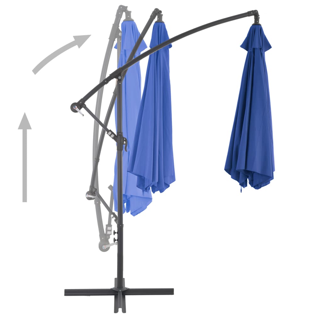 vidaXL Parasol wiszący z aluminiowym słupkiem, 300 cm, niebieski